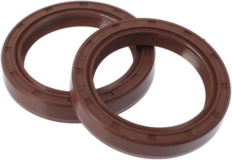 VekAuto Universal Oil Seal TC Double Lip W Steel Spring Seal Ring Rotary Shaft Seal 45x60x10mm High Pressure FKM Rubber Brown 2 Pcs - Image 1